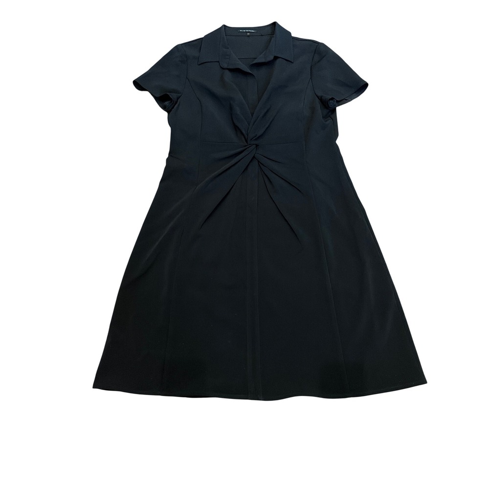 Elie Tahari Black Twist Front Short Sleeve A-Line Dress Size 14